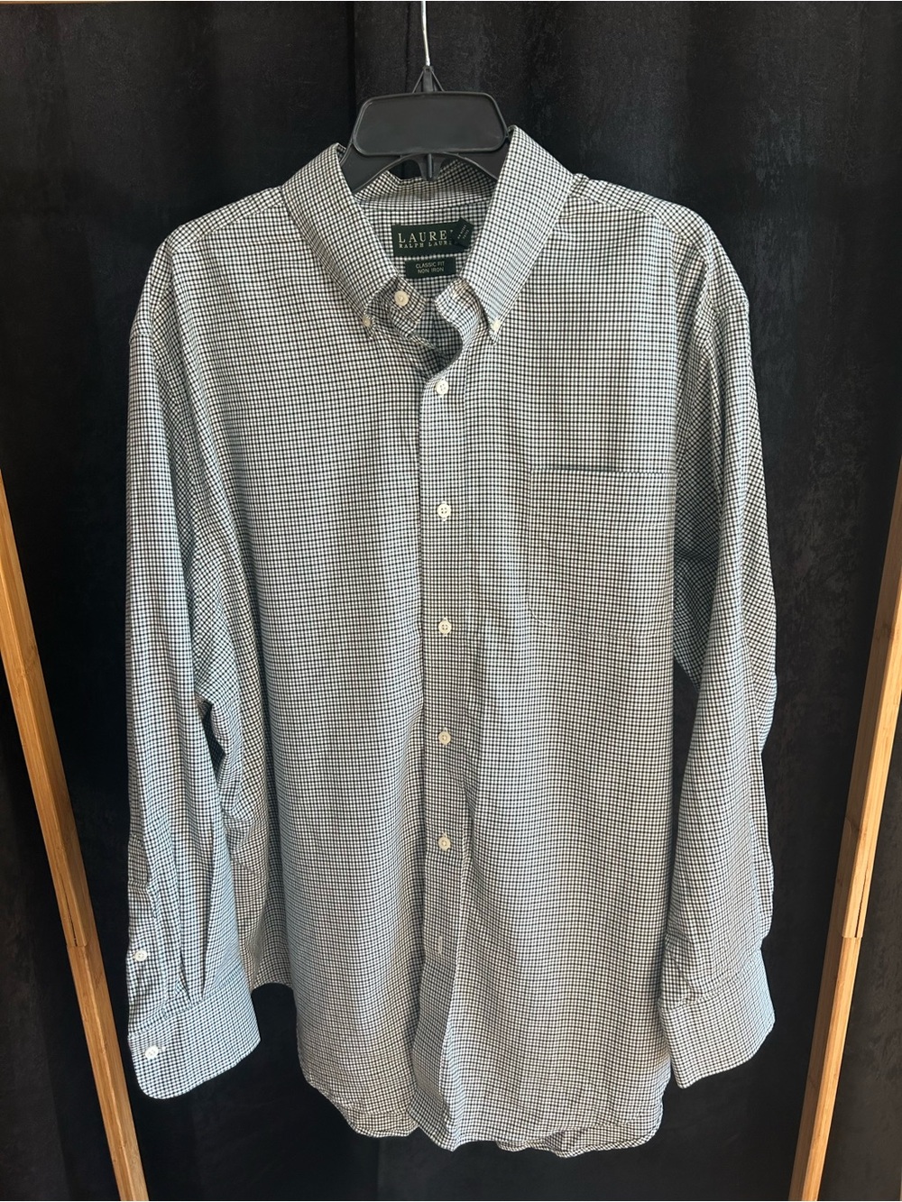 Ralph Lauren Black and White Micro-Check Button-Down Shirt